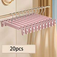 20pcs Strong Grip Plastic Pants Hangers With Clips, Women's Skirts And Pants Seamless Multifunctional Hangers, Home Clothes Organizer - Multicolor - View 10