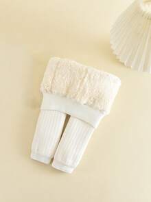 1pc Toddler Girls' Thick Warm Comfortable Leggings, Autumn/Winter