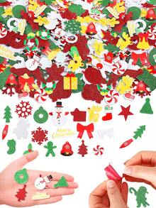 200pcs- Christmas Foam Stickers - Glitter Self-Adhesive Stickers For Crafts, Greeting Cards, Home Decor, And Party Decorations (Christmas Style) - Multicolor - View 1