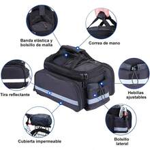 AdooAdii Bolsa Trasera para Bicicleta 27L Alforja Mochila Impermeable Maletero de Bicicleta, Bolsa de Transporte Ciclismo Reflectante con Cubierta de Lluvia Bolsa Equipaje Portátil para Parrilla Viaje - 1 - Ver 6