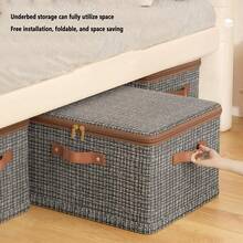1pc Clothing & Blanket Storage Box, Space Saving Wardrobe Organizer Basket, Suitable For Outdoor Moving, Carry-On Luggage Packing - Brown - View 7