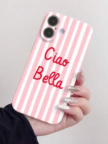 1pc Striped Letter Pattern PC Glossy Phone Hard Case Cover Compatible With Iphone 11 12 XR 13 13 Pro 13 Pro Max 14 14 Pro 14 Pro Max 15 15 Pro 15 Plus 15 Pro Max 16 16 Pro 16 Plus 16 Pro Max 16e - Multicolor - View 3