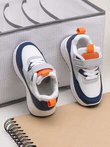 1双儿童软底防滑网面透气轻便魔术贴运动鞋，休闲时尚户外徒步跑步鞋，适合所有季节 - 藍色 - 查看 5