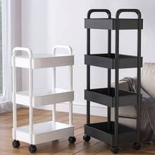 1pc Multi-Functional Plastic Rolling Utility Cart With Wheels, Multi-Tier Storage Organizer With Durable Shelves, Portable Stackable Rack For Kitchen, Bedroom, Living Room