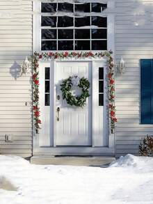 1 pieza Guirnalda de Navidad artificial - Flores y enredadera de bayas realistas con hojas verdes, fácil de colgar, perfecto para un ambiente festivo - Ideal para Navidad, aniversario, boda, cumpleaños, decoración de arcos y paredes