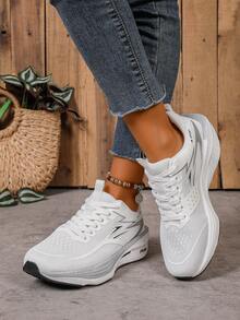 2025 Novos Tênis Femininos Brancos Leves e Respiráveis para Corrida, Sola MD Absorvente de Impacto, Tênis Esportivos de Cano Baixo na Moda, Treinamento, Fitness, Uso Casual Duplo, Calçados Esportivos Femininos, Conforto, Design de Fechamento Seguro, Alto Desempenho, Item na Moda, Essencial para Entusiastas da Saúde