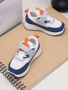 1双儿童软底防滑网面透气轻便魔术贴运动鞋，休闲时尚户外徒步跑步鞋，适合所有季节 - 藍色 - 查看 13