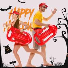 New Surfing Costume Set: Holiday Fun Lifeguard Cosplay, Including Peaked Cap, Red Sunglasses, Whistle, Surfboard, Bag For Beach Play & Vacation