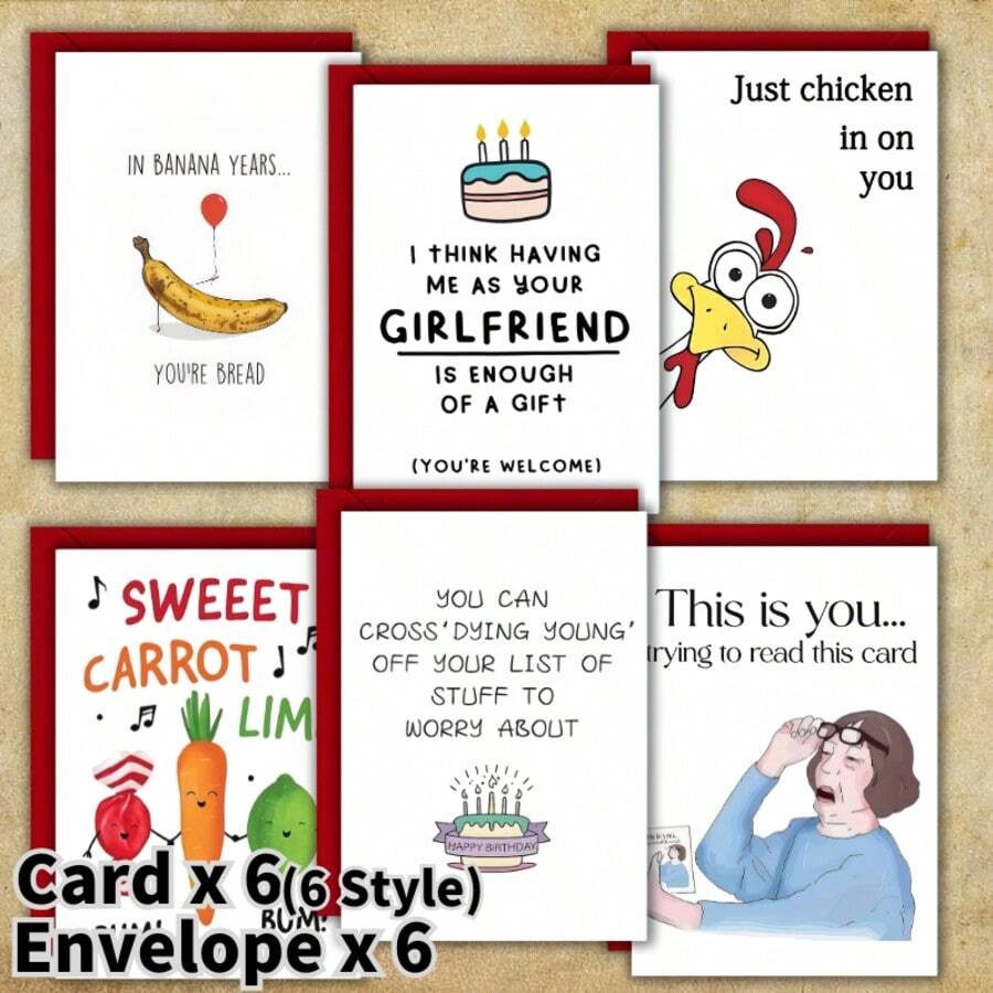 12 بطاقة تهنئة عيد ميلاد مضحكة مع مظاريف، بطاقات دعوة لحفلة عيد الميلاد الممتعة، ديكورات هدايا عيد الميلاد، مناسبة للاحتفالات العائلية والأصدقاء والزملاء، لوازم المدرسة، العودة إلى المدرسة