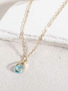 1 chiếc vòng cổ mặt đá quý hình trái tim và giọt nước thời trang, sáng bóng, thanh lịch, tối giản, Zirconia, thích hợp đeo hàng ngày, làm quà tặng cho gia đình và bạn bè - Vòng cổ hình giọt nước - Xem 18