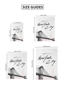 1 张无框纽约市黑白和腮红粉色海报、纽约天际线印刷品、布鲁克林大桥复古墙面艺术、复古都市少女美学装饰，适用于卧室、宿舍、公寓、派对装饰和礼物选择、城市景观海报、卧室房间装饰、大学宿舍必备品、旅行主题墙面艺术、都市家居装饰 - 彩色 - 查看 9