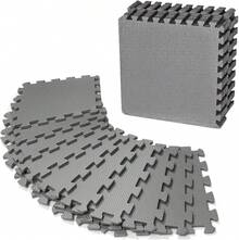 LÍMITE-MX Tapete para Ejercicio con Cuadros de Entrelazado de Espuma EVA, Tapete para Crossfit,Color Negro 12 Piezas de 30 x 30, Espesor de 12mm. - Gris - Ver 2