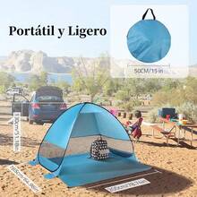 BS-26 Carpa de Playa, Refugio de Sol de Playa Up Carpa de Sombra de Playa, Refugio de Sol Cabaña 2-3 Personas Protección - Azul claro - Ver 4