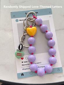1pc Handmade Heart-Shaped Beaded Lanyard, Candy Color, Creative Accessory For Cameras, Phones, Bracelets - Multicolor - View 19