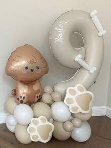 0-9 数字列气球、宠物生日装饰、狗派对装饰、用于生日派对、聚会装饰、周年纪念、节庆庆典、户外派对、场景氛围、照片装饰、派对装饰、拱门支撑套件主题气球、派对装饰、摄影道具、高品质薄膜轻质气球、庆典气球 - 彩色 - 查看 3