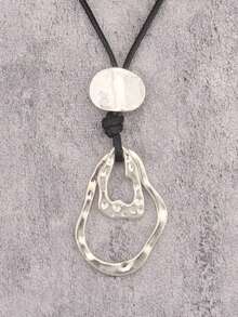 قلادة معدنية بلون ذهبي بشكل بيضاوي، سلسلة طويلة بتصميم بسيط وأنيق، هدية عيد الميلاد/عيد الميلاد/عطلة - خاتم بيضاوي ذهبي - مشاهدة 18