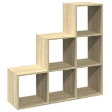 Estante divisor de ambientes de 3 niveles Larryhot Roble Sonoma 99x29x99 cm, Resistente y duradero, Fácil de montar, Estilo decorativo, Adecuado para guardar adornos, figuras, libros, artículos pequeños, etc. - Marrón - Ver 7