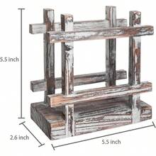 Napkin Holder Table, Wire Metal Napkin Dispenser With Wood Base Kitchen Countertop, Contemporary Brass - Tone Tabletop Dining Decor - Torched Wood - View 5