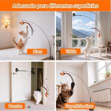 5pcs Juguetes para Gatos Interactivos, 2 Pajaritos Voladores con Campanas, Varita Juguete para Gato, Ventosa Fija, Cuerda Pegajosa, Juguetes Gato Divertidos y Resistentes - 1 - Ver 9