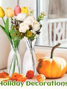 2/5/8/10pcs Plastic Striped Vases, Clear Glass Vase For Floral Arrangement, Crafts, Suitable For Bouquets, Decoration, Holiday, Home, Dining Table, Wedding, Party Home Decor Room Decor Flower Vase - Clear - View 9