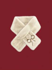 1pc Versatile Personalized Simple Solid Color Bowknot Scarf, Suitable For Outings And Daily Wear, Warm Scarf For Autumn/Winter