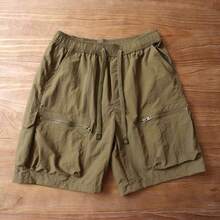 Men's Cargo Shorts With Multiple Pockets, Zipper And Quick-Drying Pants, Thin And Wear-Resistant - 軍綠色 - 查看 3
