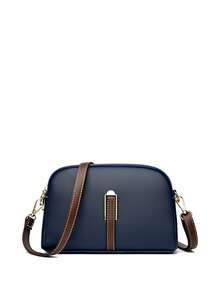 Borsa a tracolla vintage con motivo a rilievo a litchi, borsa a spalla in pelle PU vintage, borsa e portafoglio versatili da donna - Blu - Visualizzare 5