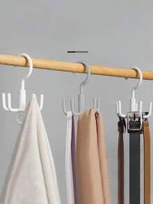 2 piezas Percha multifunción de 5 ganchos, organizador de armario ahorra espacio, puede colgar corbatas, cinturones, bufandas, bolsos, rotación de 360°, sin necesidad de taladrar, diseño minimalista blanco, se adapta a varios armarios - Multicolor - Ver 6