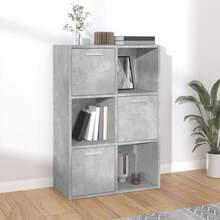 Mobiletto portaoggetti Larryhot grigio cemento 60x29,5x90 cm Legno ingegnerizzato, robusto e durevole, facile da montare, stile decorativo, adatto per riporre soprammobili, statuette, libri, piccoli oggetti, ecc. - Grigio - Visualizzare 1
