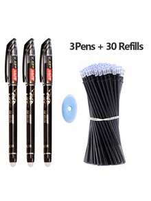 1 Pack Of 2 Pens + 20 Refills + 1 Random Color Eraser, 0.38mm Erasable Pen For Students, Smudge-Proof Ball Pen Refillable Smooth Writing - Multicolor - View 11
