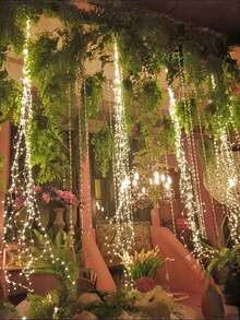 8-Mode Solar Powered Waterfall Lights, Firefly Style Fairy Lights, Outdoor Solar Garden Decor Lights For Patio, Yard, Trees, Fence, Birthday Party, Wedding, Christmas, Christmas Tree - Outdoor Hanging Decorative Lights, Solar String Lights, Garden Lighting, Dreamlike Theme Lighting, Plastic Shell