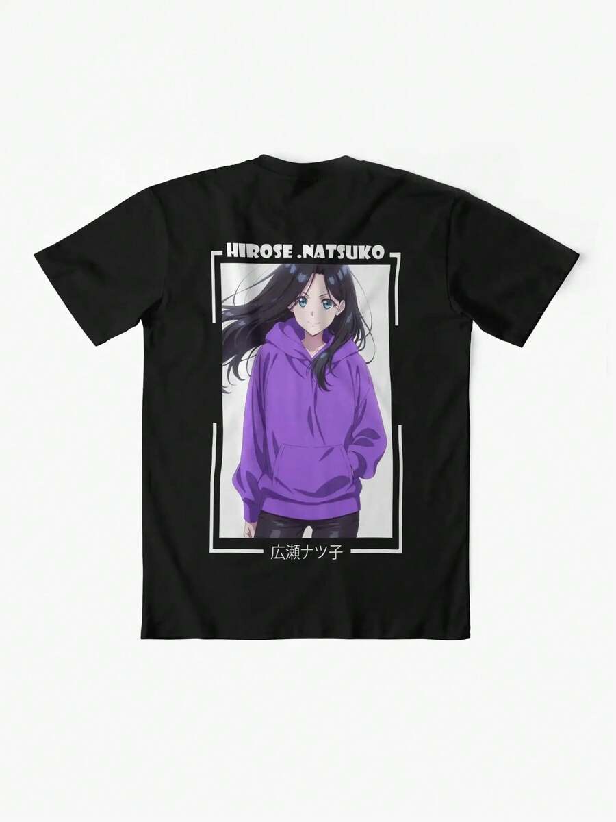 Natsume Yako Anime Graphic-Shirt - Zenshu Classic-Shirt, Purple Hairstyle Character Design, Unisex Soft Breathable Cotton Shirt, Daily Casual, Travel, Sports - All-Season Comfortable Fit, Travel Wear, Short Sleeve Top, Comfortable Wear Summer Outfits Summer Tops Country Concert Outfit Vacation Outfits Going Out Tops-TRENDORA - Black - View 1