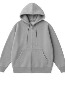 Women's Open Zipper Flannel Sweatshirt | Winter - Xám - Xem 2