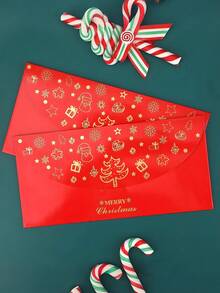 5pcs Christmas Card Envelopes, Money Envelopes, Gift Envelopes, For Christmas With Bronzing & Hollow Design Xmas Cash Gift Envelopes For Christmas New Year Holiday, Festivals, Weddings, Parties, Birthdays And Christmas Celebration, Unique Collectibles