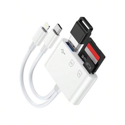 Dual Port SD Card Reader For IPhone IPad  With USB C And Lightning Compatibility 3in1 Memory Card Adapter Supporting SD Micro SD And USB 3.0 Slots Ideal For Digital Camera Data Transfer From  Android Devices