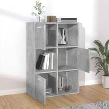 Mobiletto portaoggetti Larryhot grigio cemento 60x29,5x90 cm Legno ingegnerizzato, robusto e durevole, facile da montare, stile decorativo, adatto per riporre soprammobili, statuette, libri, piccoli oggetti, ecc. - Grigio - Visualizzare 3