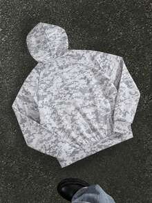 Teen Boys' Camouflage Color Block Hoodie Jacket, Latest Popular Pattern Short Long Sleeve Hooded Casual Pullover, Fashion Versatile Simple Style Essential Outerwear