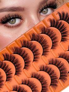 10 对柔软蓬松自然 3D 水貂假睫毛化妆套装，水貂睫毛延长，短睫毛 - 濃密款 - 查看 1