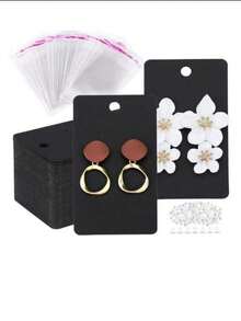 200pcs Stud Necklace Collection Card, Gift Packaging Card, Display Card With Bag And Ear Plug Set