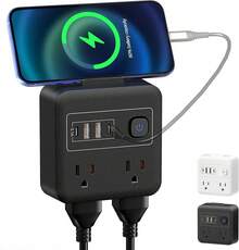 Regleta de enchufes multipunto 16 en 1 con protector de extensión eléctrica, supresor de sobretensiones, 1.8, 12 enchufes y 4 USB (2 USB-C), enchufe elegante, perfecto para el hogar y la oficina (negro) - Negro 3 - Ver 9