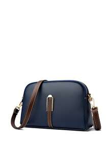 Borsa a tracolla vintage con motivo a rilievo a litchi, borsa a spalla in pelle PU vintage, borsa e portafoglio versatili da donna - Blu - Visualizzare 7
