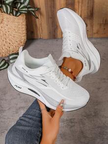 2025 Novos Tênis Femininos Brancos Leves e Respiráveis para Corrida, Sola MD Absorvente de Impacto, Tênis Esportivos de Cano Baixo na Moda, Treinamento, Fitness, Uso Casual Duplo, Calçados Esportivos Femininos, Conforto, Design de Fechamento Seguro, Alto Desempenho, Item na Moda, Essencial para Entusiastas da Saúde