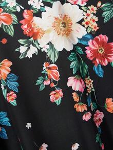 Retro Japanese Style Loose Floral Print Kimono Cover Up, Versatile Romantic Beach Cover-Up, Lightweight Summer Vacation Robe - Black - View 3