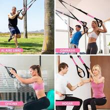 Equipo de Entrenamiento de Suspension, correas de entrenamiento de resistencia al peso corporal, Rally Banda de Resistencia, para Entrenamiento de Gimnasio en Casa de Cuerpo Completo - rosa - Ver 3
