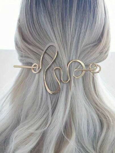 1/2pcs Smooth Asymmetrical Metal Wrapped Hair Clip Hair Accessory DIY Jewelry Supplies, Hair Accessories, Head Accessories