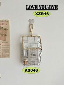 Prateleira flutuante Farida Bio de 1 peça, estante de parede e porta-revistas - Organizador de armazenamento suspenso de metal trançado à mão, moderno e minimalista, adequado para quartos e banheiros - Decoração de casa que economiza espaço, prateleira de banheiro, design moderno, superfície lisa