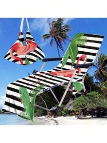 1pc Flamingo Animal Pattern Beach Chair Cover Towel Set - Modern Style Polyester Fabric Pool Lounge Chair Cover With Convenient Pocket - Lightweight Quick-Dry Towel Essential For Swimming, Camping, Picnicking
