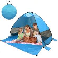 BS-26 Carpa de Playa, Refugio de Sol de Playa Up Carpa de Sombra de Playa, Refugio de Sol Cabaña 2-3 Personas Protección - Azul claro - Ver 13