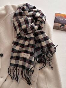 1 buc Eșarfă Unisex din Lână Artificială Groasă în Carouri, Stil versatil, Stil Colegial, cu Ciurele, Potrivită pentru Toamnă/Iarnă - Multicolor - Vizualizare 11