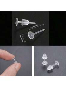 100pcs Transparent Plastic Ear Studs, Earplugs And Earplug Covers, Diy Suitable For Girls' Daily Wear During Sports